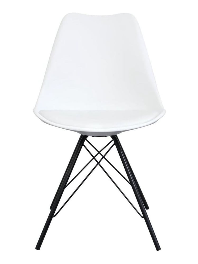 Fusion Living White Soho Plastic Dining Chairs Black Leg Set of 2 - Image 2 of 6