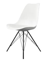 Fusion Living White Soho Plastic Dining Chairs Black Leg Set of 2 - Image 3 of 6