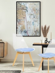 Fusion Living Blue Soho Clear Plastic Dining Chair with Squared Light Light Wood Leg Wood Legs - Image 1 of 6
