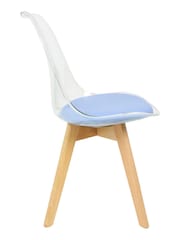 Fusion Living Blue Soho Clear Plastic Dining Chair with Squared Light Light Wood Leg Wood Legs - Image 4 of 6