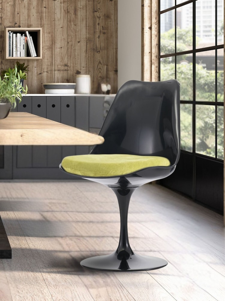 Fusion Living Green Tulip Dining Chair with Luxurious Single Cushion - Image 1 of 6
