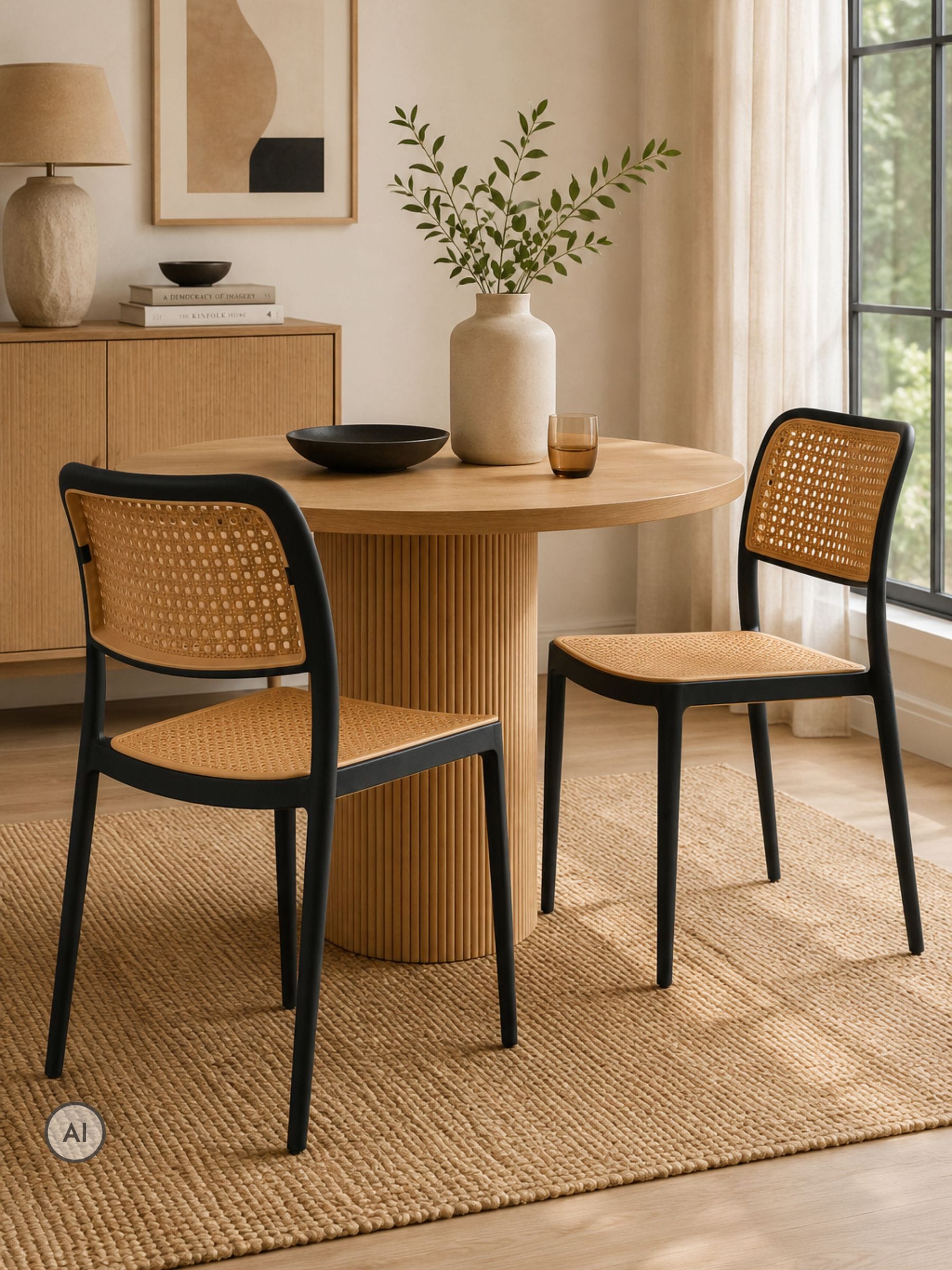 Fusion Living Unisex Black White Plastic Café Dining Chair In - Image 2