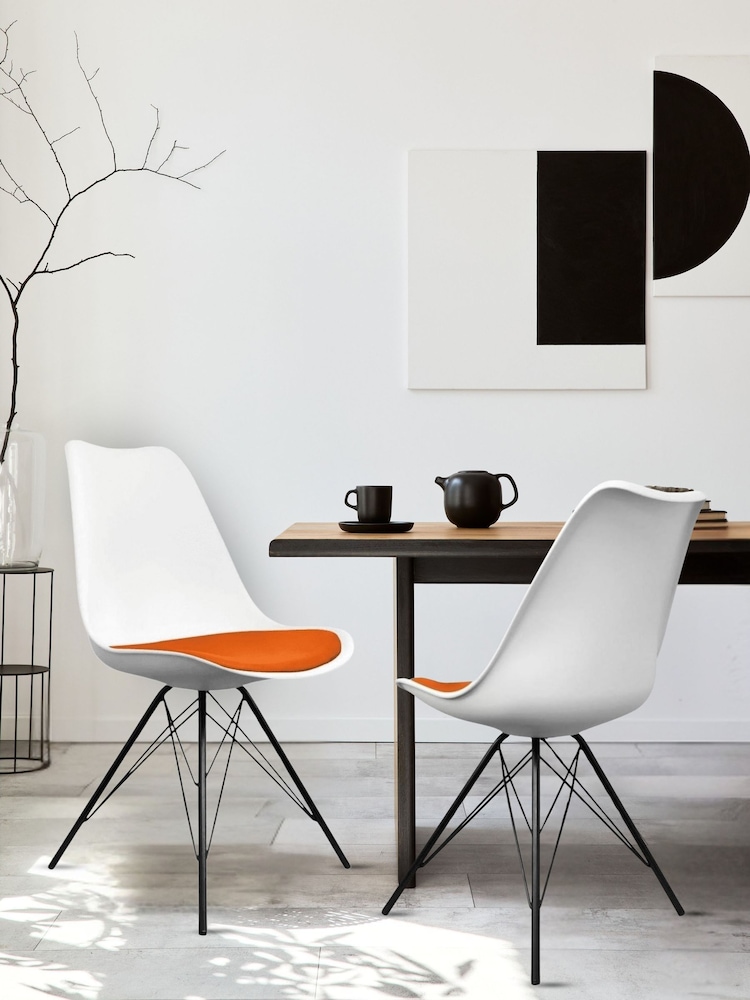 Fusion Living Orange Soho Plastic Dining Chair with Black Metal Legs - Image 1 of 6