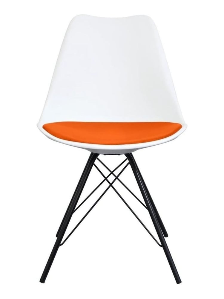Fusion Living Orange Soho Plastic Dining Chair with Black Metal Legs - Image 2 of 6