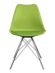 Fusion Living Green Soho Plastic Dining Chair with Squared Light Wood Chrome Leg Legs - Image 2 of 6