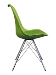 Fusion Living Green Soho Plastic Dining Chair with Squared Light Wood Chrome Leg Legs - Image 3 of 6