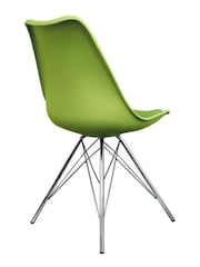 Fusion Living Green Soho Plastic Dining Chair with Squared Light Wood Chrome Leg Legs - Image 4 of 6
