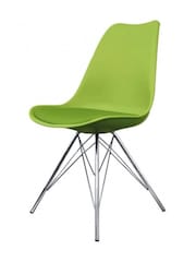 Fusion Living Green Soho Plastic Dining Chair with Squared Light Wood Chrome Leg Legs - Image 5 of 6
