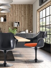 Fusion Living Orange Tulip Set of 2 Armchair with Luxurious Cushion - Image 1 of 6