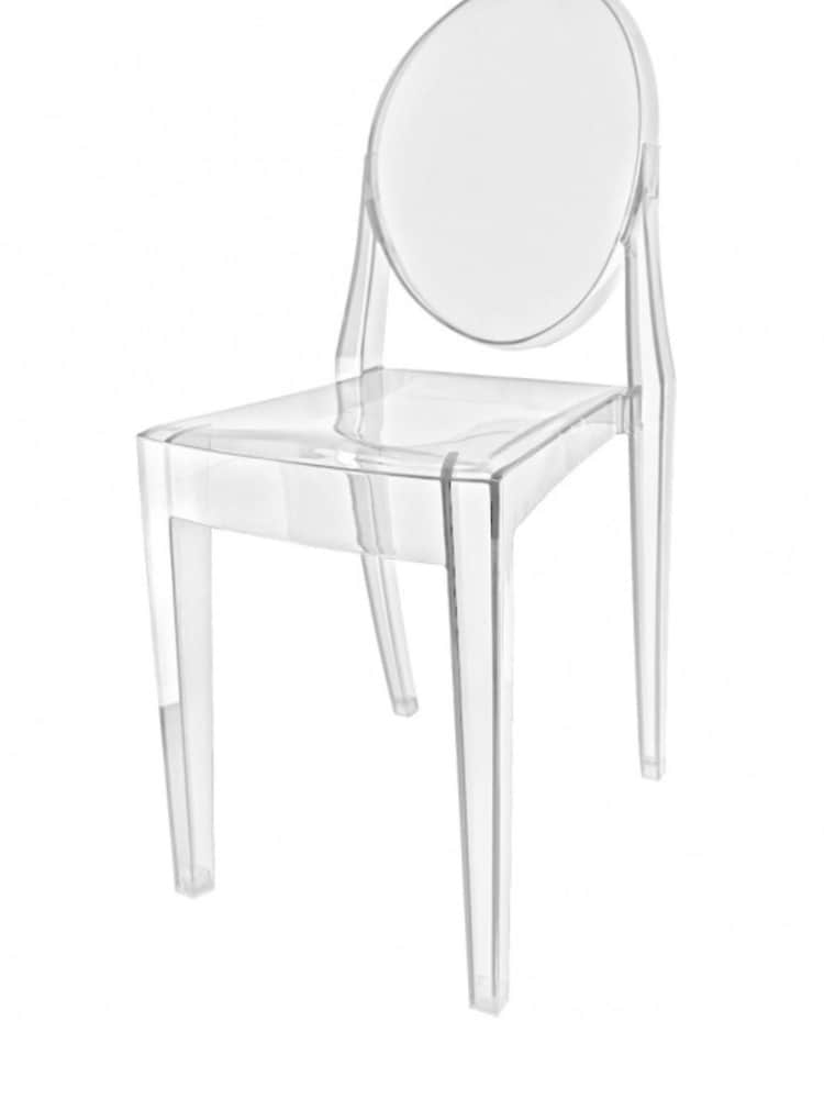 Fusion Living Clear Ghost Style Plastic Victoria Dining Chair - Image 2 of 6