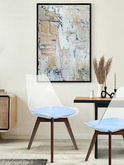 Fusion Living Blue Soho Clear Plastic Dining Chair with Squared Light Dark Wood Leg Wood Legs - Image 1 of 6