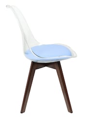Fusion Living Blue Soho Clear Plastic Dining Chair with Squared Light Dark Wood Leg Wood Legs - Image 4 of 6