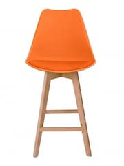 Fusion Living Orange Soho Plastic Bar Stool with Dark Wood Legs - Image 3 of 6