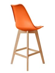 Fusion Living Orange Soho Plastic Bar Stool with Dark Wood Legs - Image 5 of 6