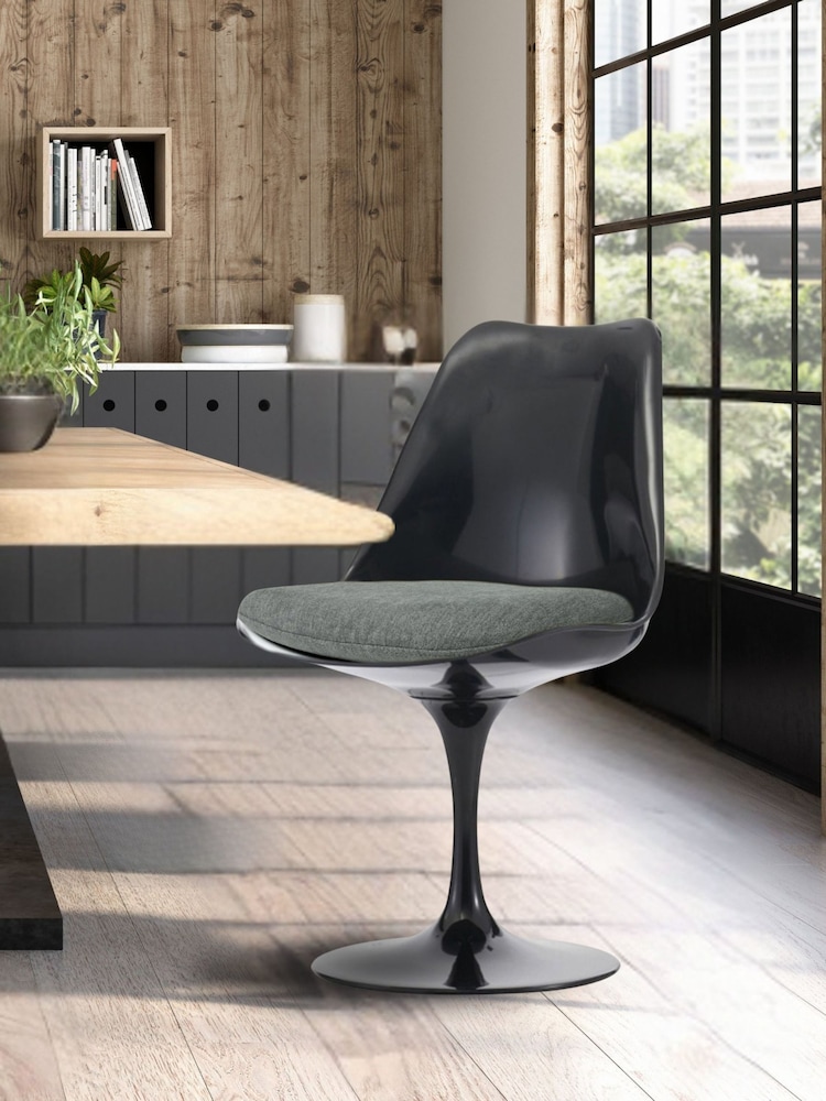 Fusion Living Grey Tulip Dining Chair with Luxurious Single Cushion - Image 1 of 6