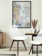 Fusion Living White Soho Clear Plastic Dining Chair with Squared Light Dark Wood Leg Wood Legs - Image 1 of 6