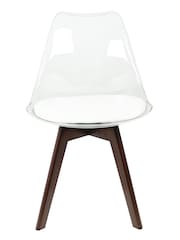 Fusion Living White Soho Clear Plastic Dining Chair with Squared Light Dark Wood Leg Wood Legs - Image 3 of 6
