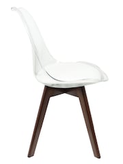 Fusion Living White Soho Clear Plastic Dining Chair with Squared Light Dark Wood Leg Wood Legs - Image 4 of 6