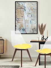 Fusion Living Yellow Soho Clear Plastic Dining Chair with Squared Light Dark Wood Leg Wood Legs - Image 1 of 6