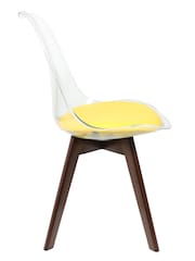 Fusion Living Yellow Soho Clear Plastic Dining Chair with Squared Light Dark Wood Leg Wood Legs - Image 4 of 6