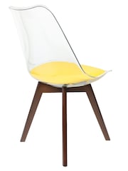 Fusion Living Yellow Soho Clear Plastic Dining Chair with Squared Light Dark Wood Leg Wood Legs - Image 5 of 6