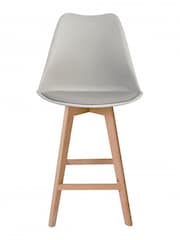 Fusion Living Light Grey Soho Plastic Bar Stool with Dark Wood Legs - Image 3 of 6
