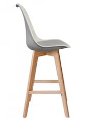 Fusion Living Light Grey Soho Plastic Bar Stool with Dark Wood Legs - Image 4 of 6
