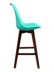 Fusion Living Aqua Soho Plastic Bar Stool with Dark Wood Legs - Image 4 of 6