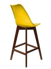 Fusion Living Yellow Soho Plastic Bar Stool with Dark Wood Legs - Image 5 of 6
