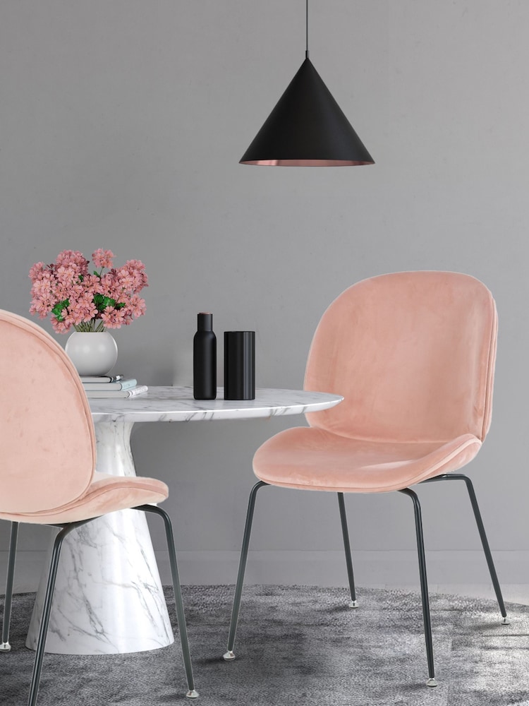 Fusion Living Blush PInk Luxurious Velvet Dining Chair - Image 1 of 6