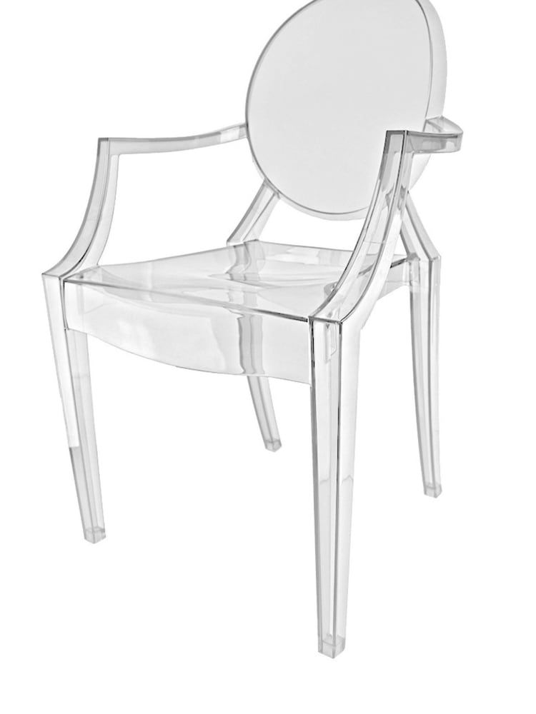 Fusion Living Clear Ghost Style Plastic Louis Armchair - Image 2 of 6