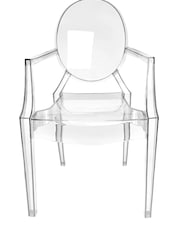 Fusion Living Clear Ghost Style Plastic Louis Armchair - Image 4 of 6