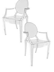 Fusion Living Clear Ghost Style Plastic Louis Armchair - Image 5 of 6