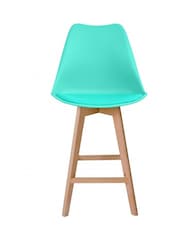 Fusion Living Aqua Soho Plastic Bar Stool with Dark Wood Legs - Image 3 of 6