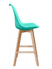 Fusion Living Aqua Soho Plastic Bar Stool with Dark Wood Legs - Image 4 of 6