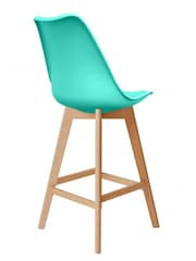 Fusion Living Aqua Soho Plastic Bar Stool with Dark Wood Legs - Image 5 of 6