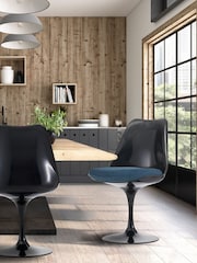 Fusion Living Navy Tulip Dining Chair with Luxurious Set of 2 Cushion - Image 1 of 6