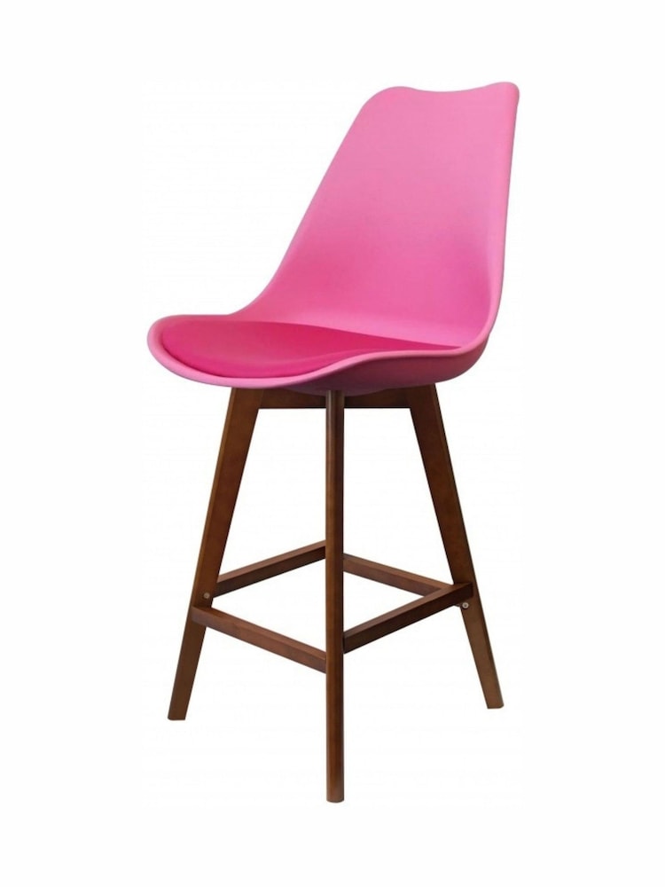 Fusion Living Bright Pink Soho Plastic Bar Stool Set of 2 - Image 2 of 6