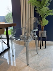 Fusion Living Grey Ghost Style Plastic Louis Armchair - Image 1 of 6