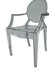 Fusion Living Grey Ghost Style Plastic Louis Armchair - Image 2 of 6