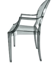 Fusion Living Grey Ghost Style Plastic Louis Armchair - Image 3 of 6