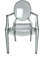 Fusion Living Grey Ghost Style Plastic Louis Armchair - Image 4 of 6