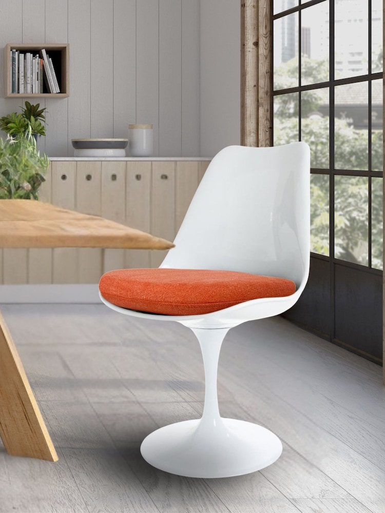 Fusion Living Orange Tulip Single Dining Chair with PU Cushion - Image 1 of 6