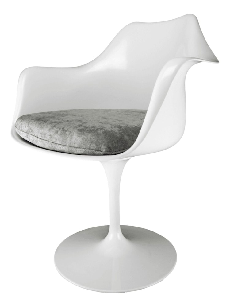 Fusion Living Grey Tulip Single Armchair with PU Cushion - Image 2 of 6