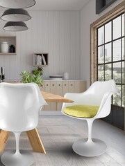 Fusion Living Green Tulip Set of 2 Armchair with PU Cushion - Image 1 of 6