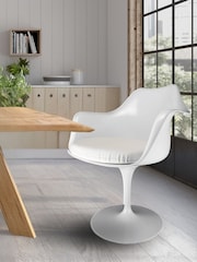 Fusion Living White Faux Tulip Single Armchair with PU Cushion - Image 1 of 6