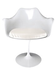 Fusion Living White Faux Tulip Single Armchair with PU Cushion - Image 2 of 6
