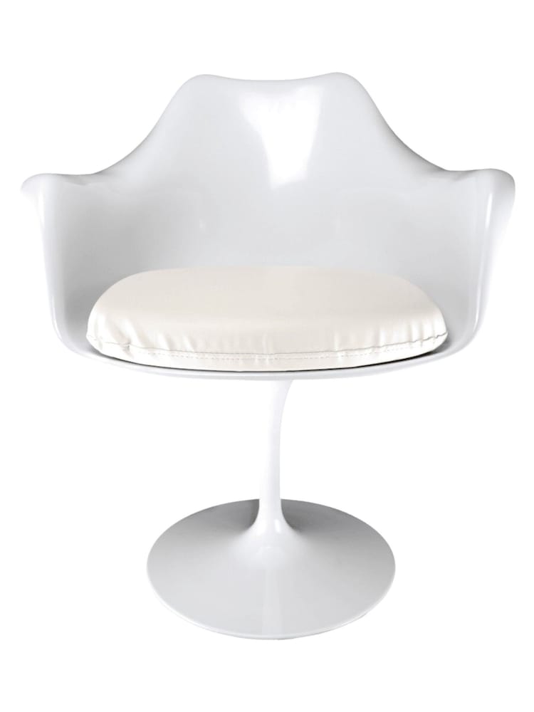 Fusion Living White Faux Tulip Single Armchair with PU Cushion - Image 2 of 6