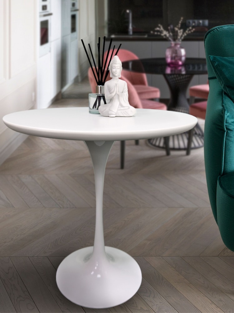 Fusion Living White Tulip Circular Side Table - Image 1 of 5
