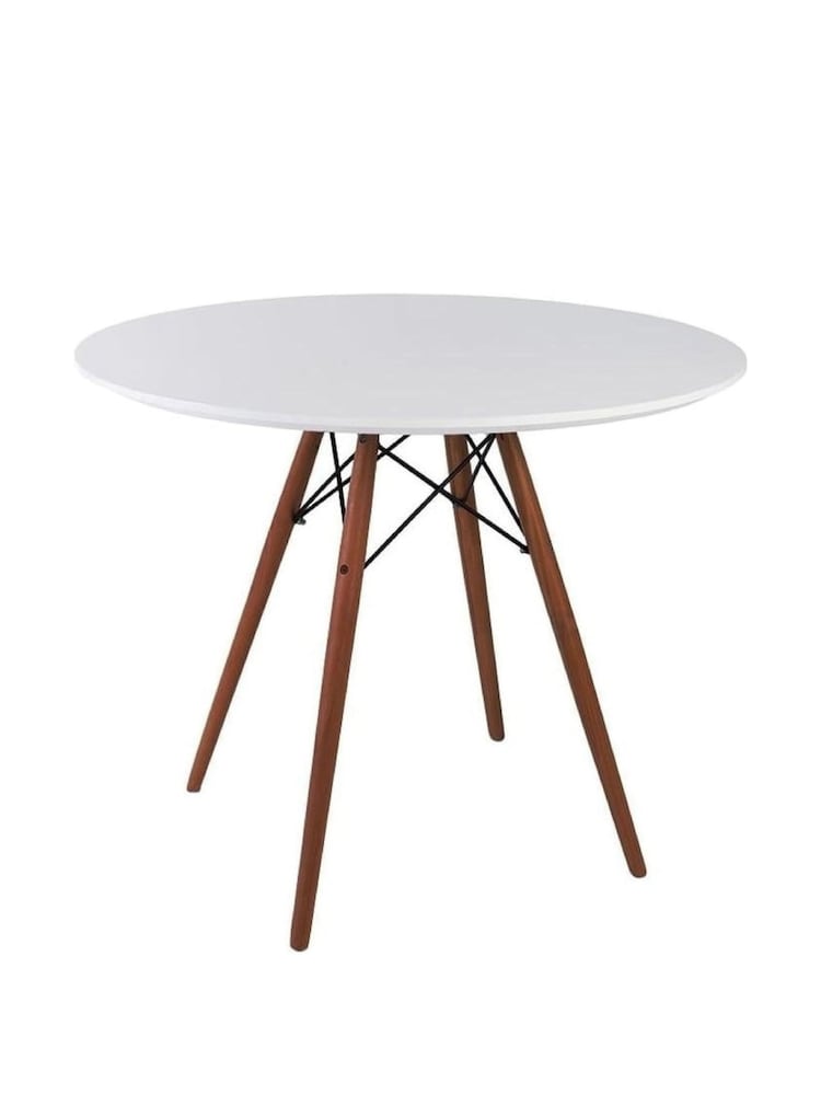 Fusion Living White Soho Dining Table Medium with Walnut Legs - Image 1 of 4